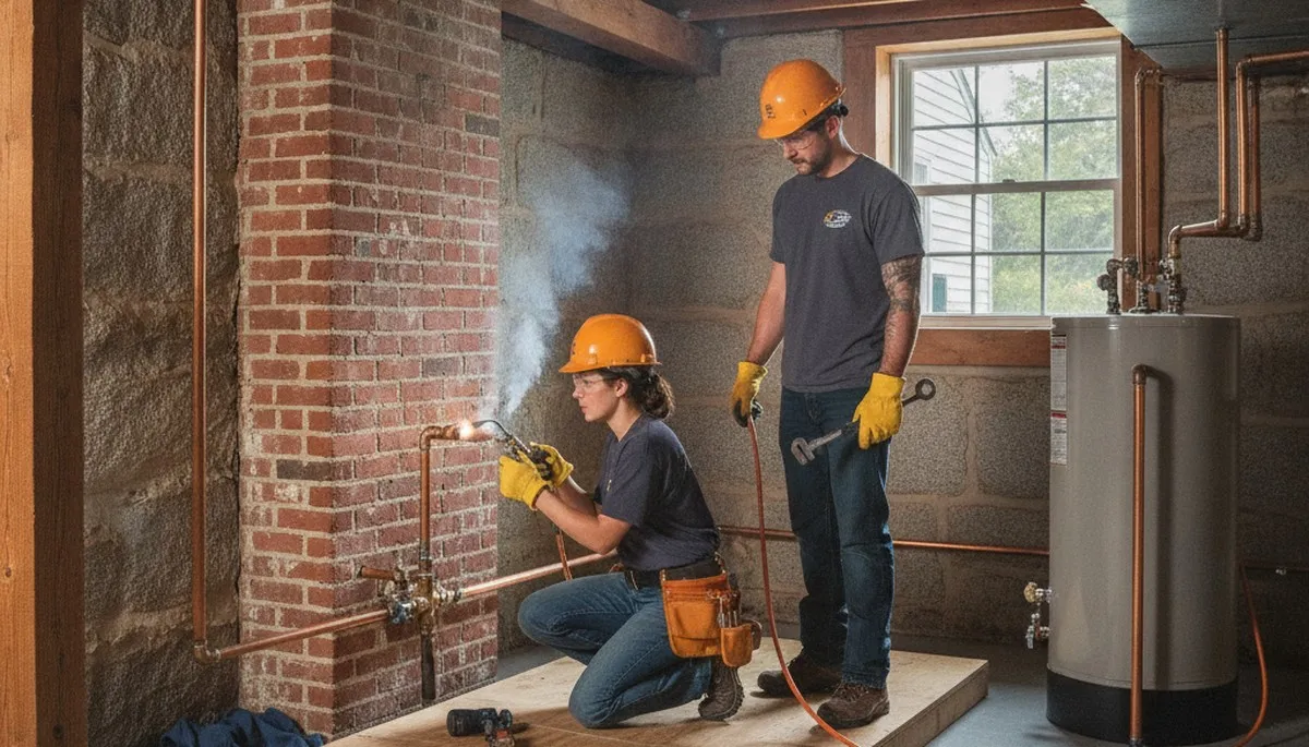 Plumber repairing pipes in Lexington, MA for reliable residential plumbing service